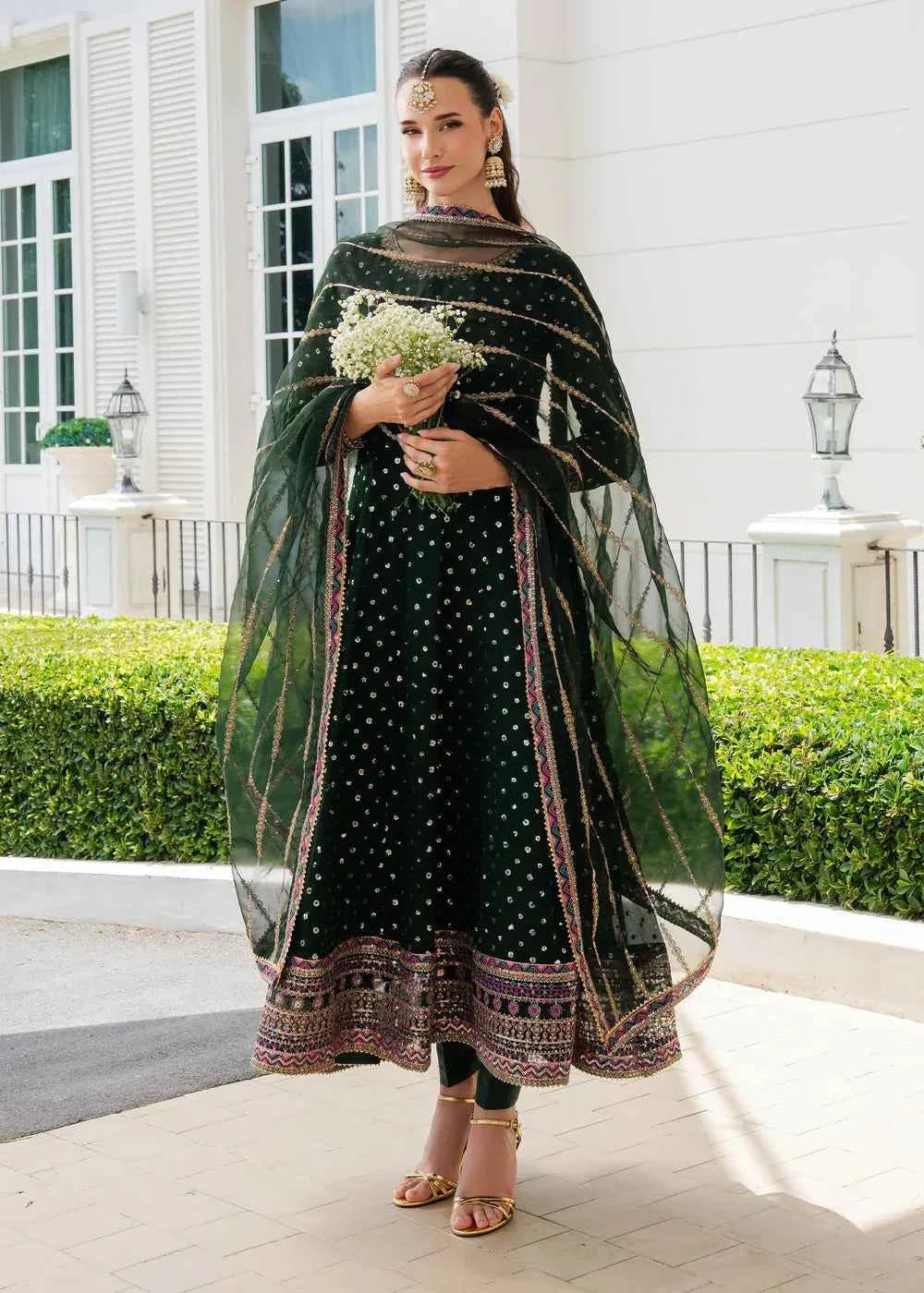 dark green pakistani bridal dresses Pakistani Wedding Dresses Indian Clothes Embroidery Green Front Open Long  Maxi Dress Nikkah Partywear Walima Guest Outfit Custom Stitched