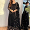 ECLIPSE – Black Embroidered Chiffon Flared Pishwas — Eid Party Wear 3-Piece