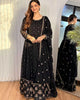 ECLIPSE – Black Embroidered Chiffon Flared Pishwas — Eid Party Wear 3-Piece