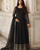 RAVEN – Black Embroidered Chiffon Anarkali Maxi — Party Wear 3-Piece