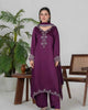 ORCHID PURPLE – Purple Charmeuse Adda Work A-Line Kurta Palazzo — Pakistani Semi-Formal Party Wear 3-Piece