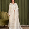 VELORA – Milk Crinkle Chiffon Embellished A-Line Kurta — Pakistani Wedding Guest Wear 4-Piece