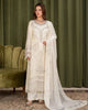 VELORA – Milk Crinkle Chiffon Embellished A-Line Kurta — Pakistani Wedding Guest Wear 4-Piece