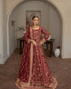 CRIMSON ROYALE – Crimson Maroon Organza Lehenga Choli — Bridal Wedding 3-Piece