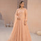 PEACH PETAL – Peach Net Embroidered Lehenga Choli — Wedding Party 3-Piece