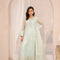 TEA GREEN GRACE – Tea Green Net Straight Maxi — Pakistani Party Wear 3-Piece