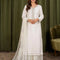 CHANDNI OFF WHITE – Milk Crinkle Chiffon Embellished Long Kurta — Pakistani Party Wear 4-Piece