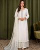 CHANDNI OFF WHITE – Milk Crinkle Chiffon Embellished Long Kurta — Pakistani Party Wear 4-Piece
