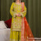 HERB GREEN – Green Organza Embellished Kurti Sharara — Pakistani Mehndi Party Wear 3-Piece