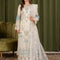 APSARA – Cream Net Embellished Long Kurta Palazzo — Pakistani Wedding Party Wear 3-Piece