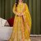 ZARTAAB – Golden Orange Organza Embellished Floor-Length Maxi — Pakistani Mehndi Party Wear 3-Piece
